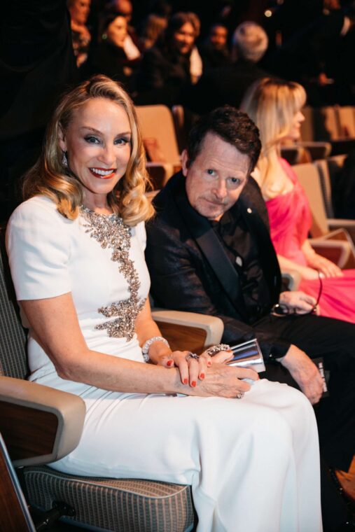 Michael J Fox and Tracy Pollan at the EE BAFTA Film Awards at The Royal Festival Hall in London, England, on February 18, 2024. | Source: Getty Images