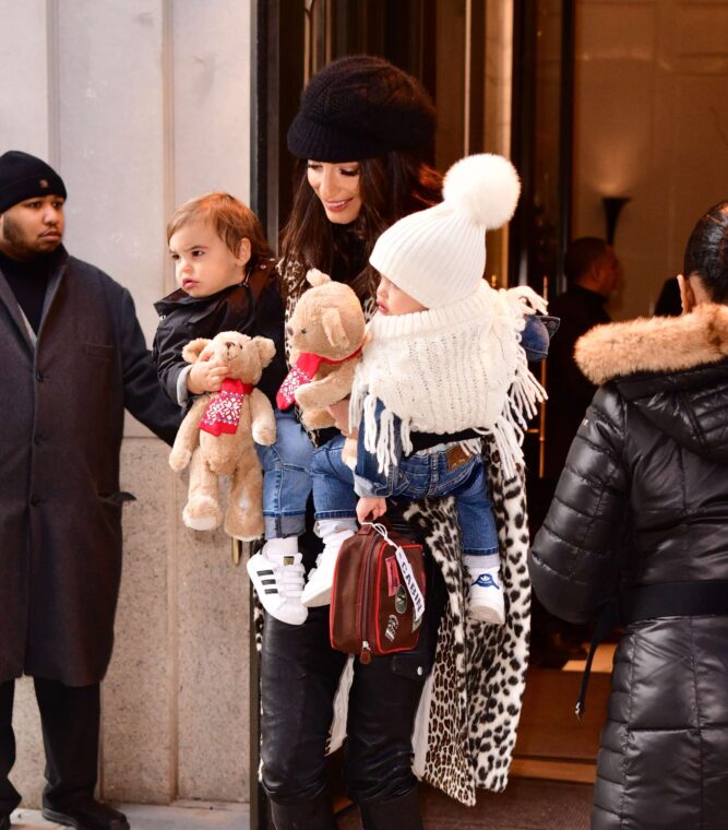 Amal Clooney seen with her twins Alexander and Ella Clooney on December 6, 2018 in New York City | Source: Getty Images