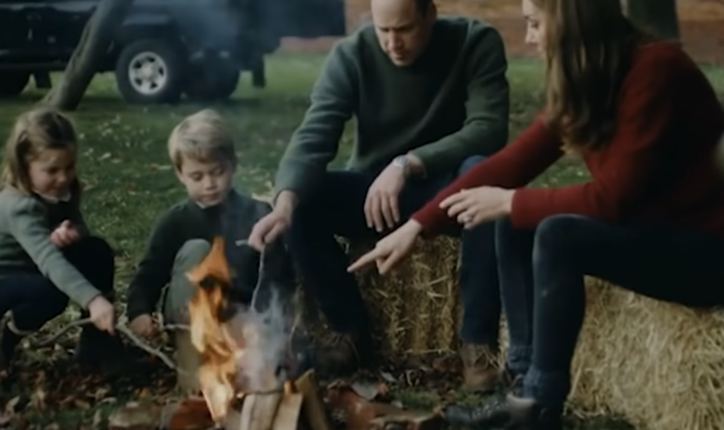 Prince William, Prince George, Princess Charlotte, and Princess Catherine at their Anmer Hall home as seen in a YouTube video dated April 29, 2021 | Source: Youtube.com/@telegraph