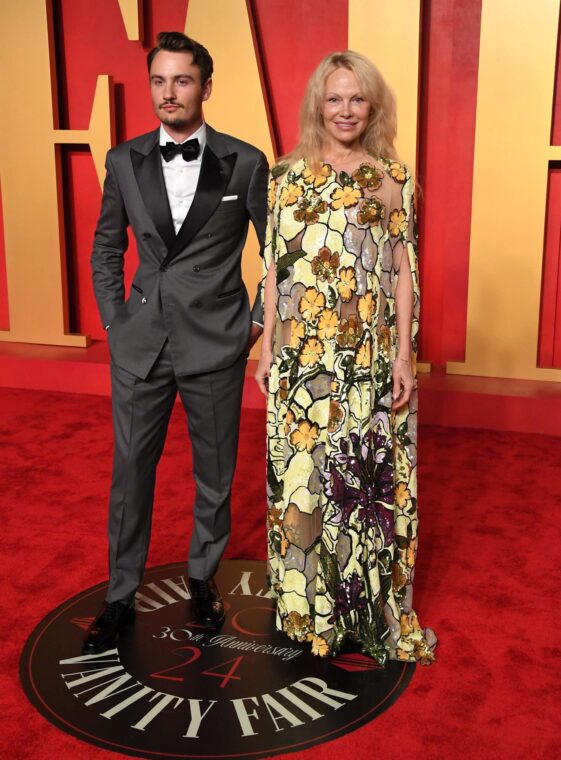 Brandon Thomas Lee and Pamela Anderson at the Vanity Fair Oscar Party in Beverly Hills, California on March 10, 2024 | Source: Getty Images