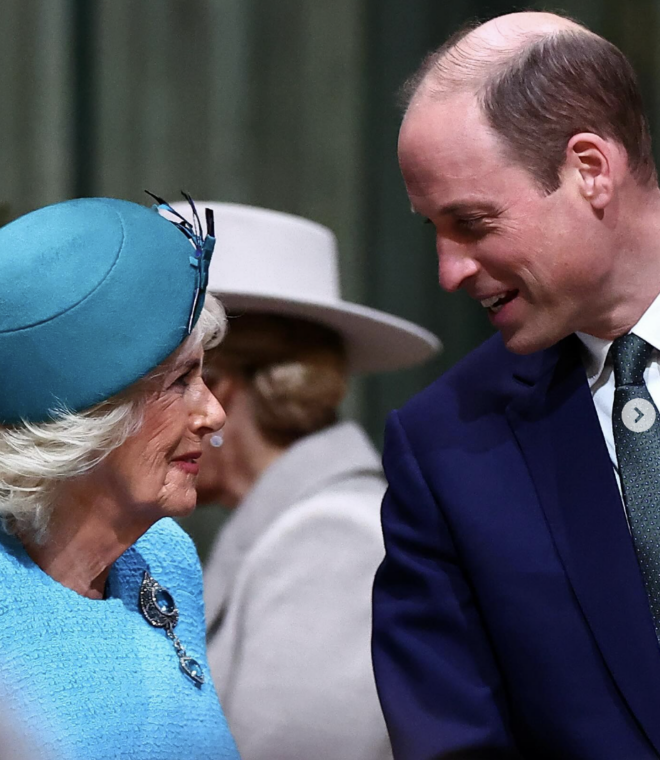 Queen Camilla and Prince William as seen in an Instagram post dated March 12, 2024 | Source: Instagram.com/theroyalfamily/