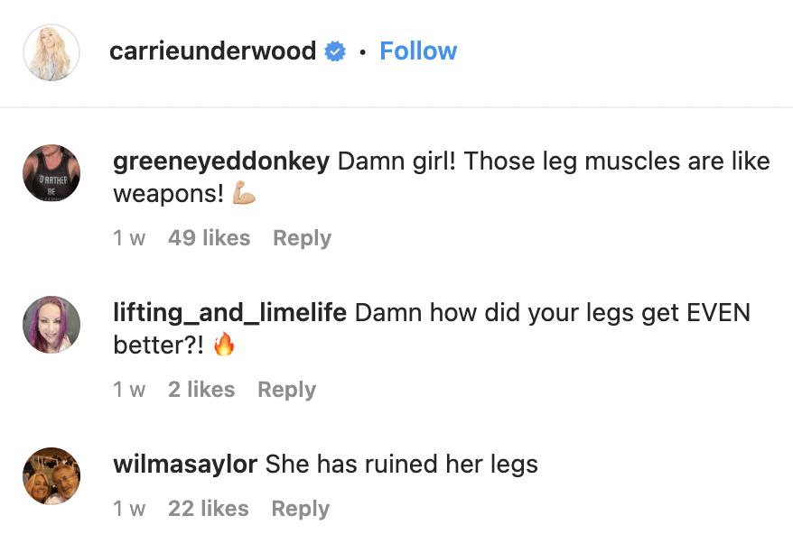 Comments about Carrie Underwood's appearance | Source: Instagram.com/Carrieunderwood