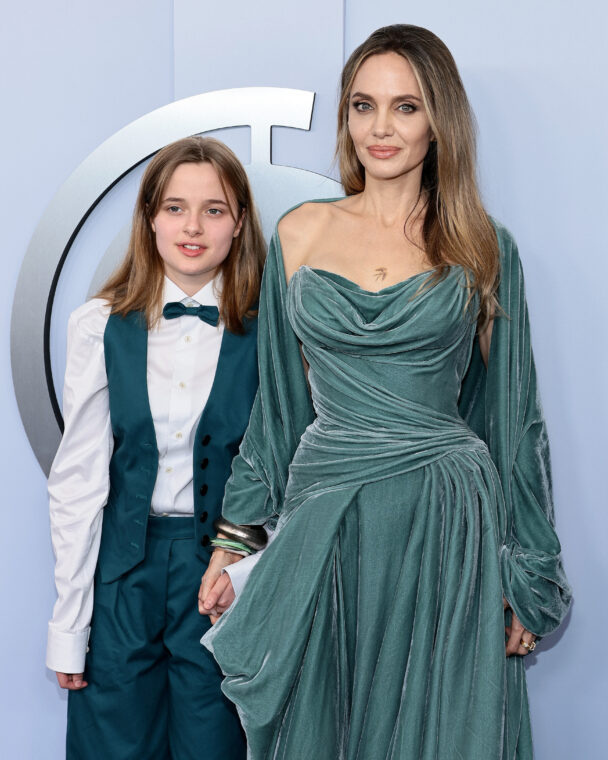 Vivienne and Angelina Jolie attend the The 77th Annual Tony Awards at David H. Koch Theater at Lincoln Center on June 16, 2024 in New York City.