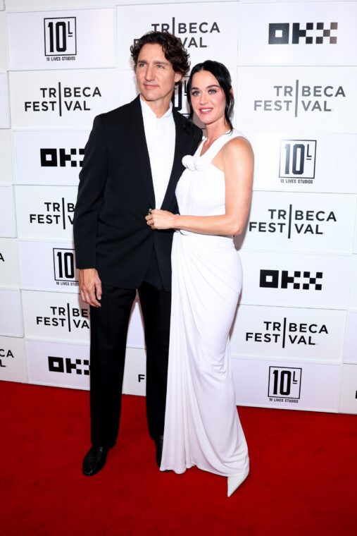 Justin Trudeau and Katy Perry attend the "Katy Perry: The Lifetimes Tour" Premiere during the 2026 Tribeca Festival at BMCC Theater on June 8, 2026 in New York City.