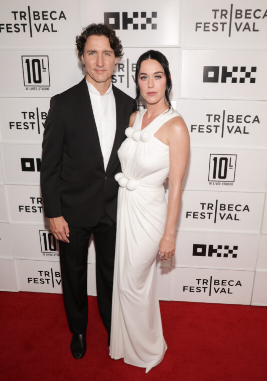 Justin Trudeau and Katy Perry attend the "Katy Perry: The Lifetimes Tour" Premiere during the 2026 Tribeca Festival at BMCC Theater on June 8, 2026 in New York City.