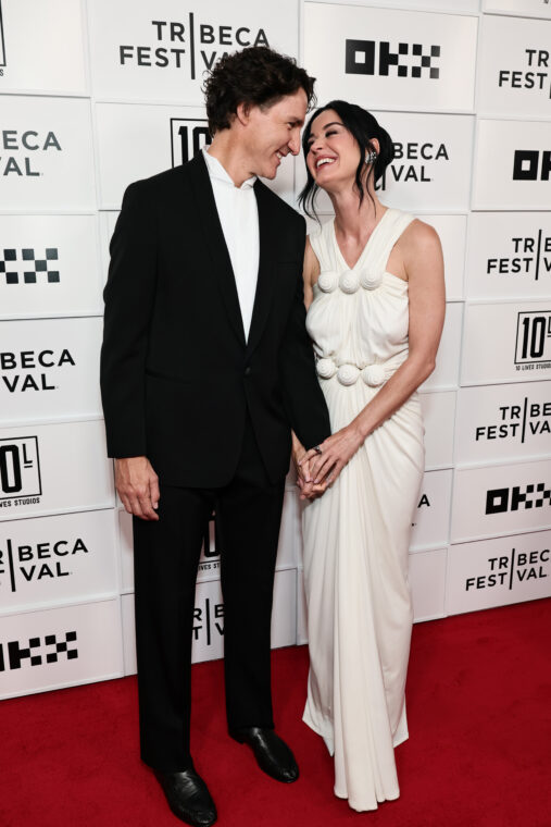 Justin Trudeau and Katy Perry attend the "Katy Perry: The Lifetimes Tour" Premiere during the 2026 Tribeca Festival at BMCC Theater on June 8, 2026 in New York City.
